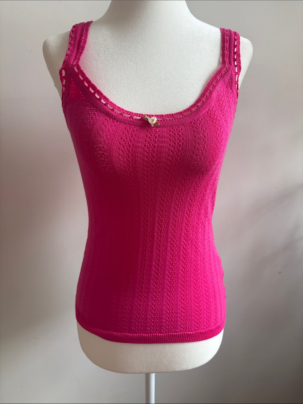 Women’s Fuchsia Knit Tank Top with Heart Charm